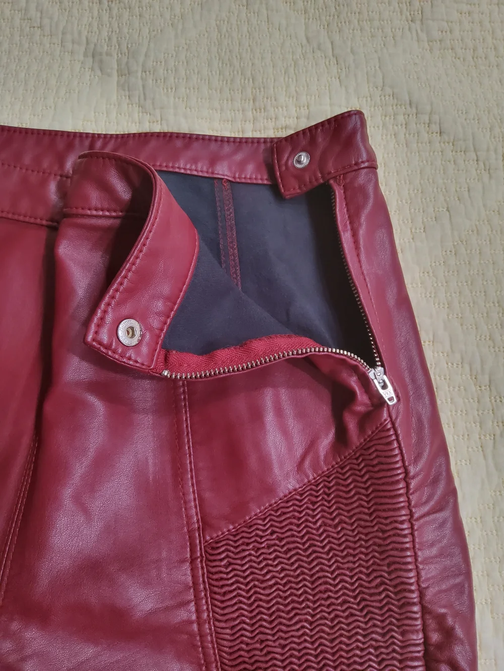 Free People Kaelin Burgundy Faux Leather Moto Cropped Pants